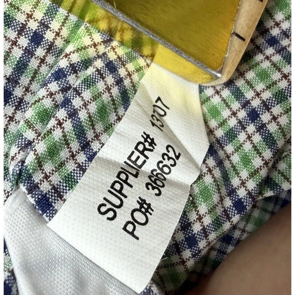 Ralph Lauren Shirt Mens‎ XL Long Sleeve Green Blue Check Plaid 120's 2-ply